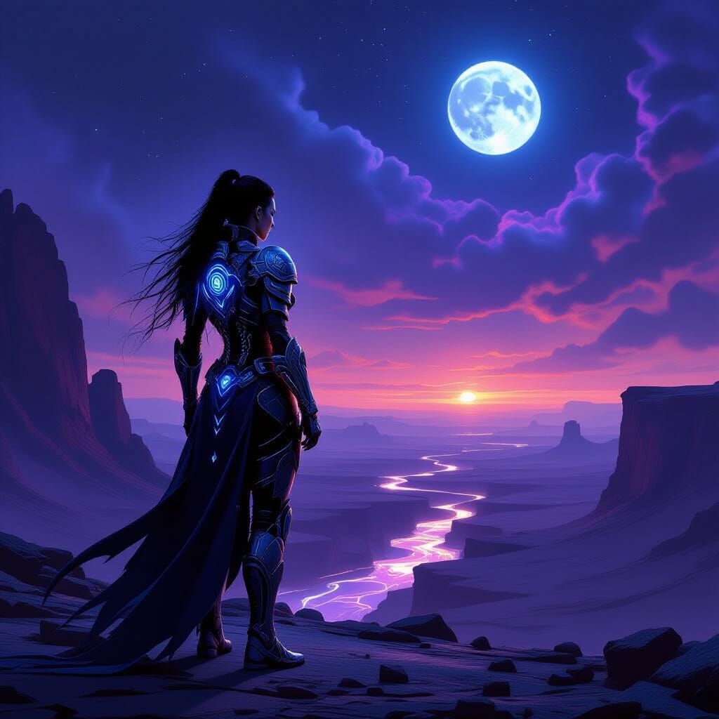 Cybernetic Warrior Woman on Alien Planet