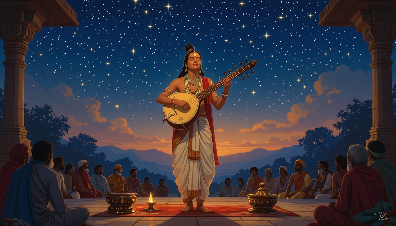 Bhoj Singing Devotional Bhajan Under Starry Night