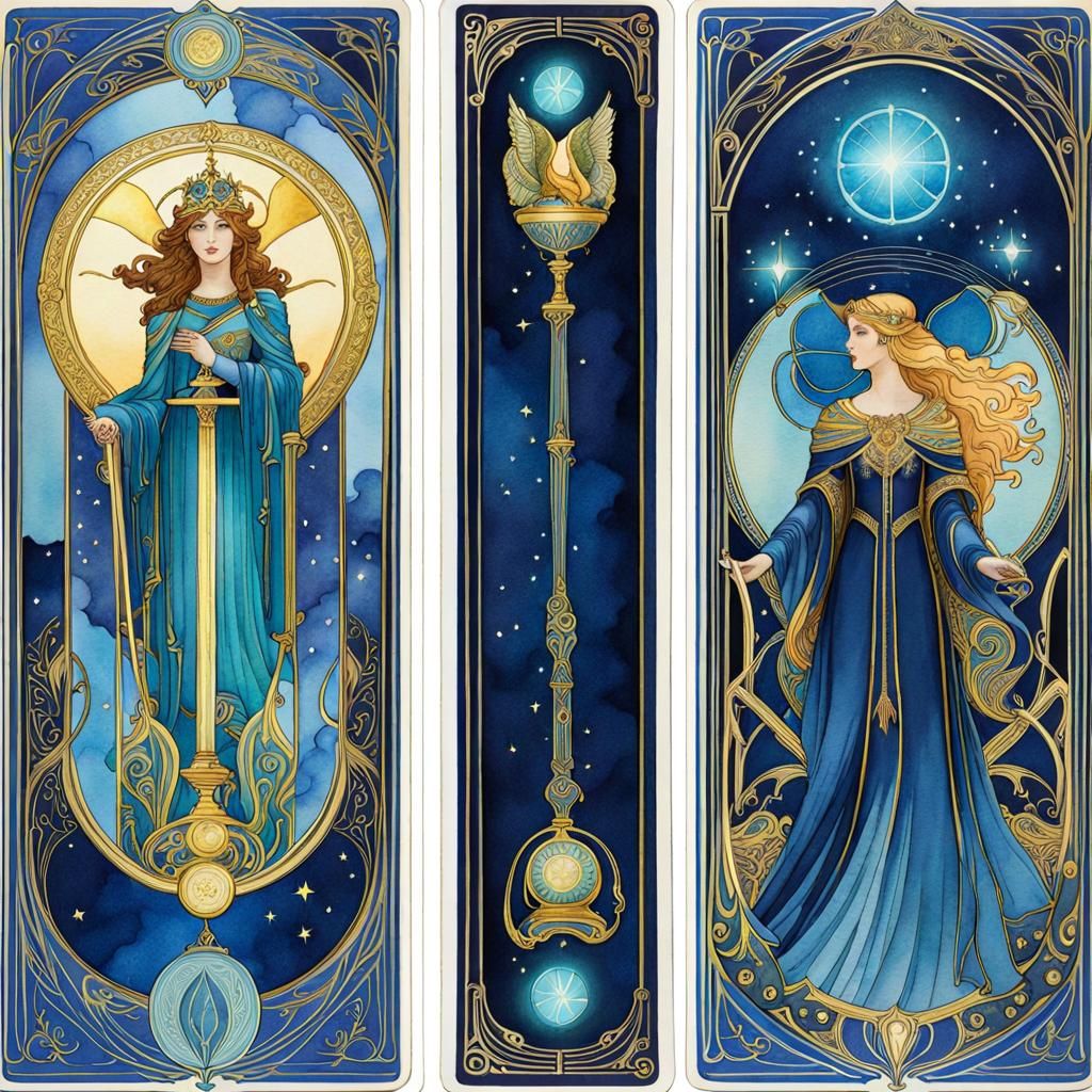 Luminescent Tarot Cards in Art Nouveau Style