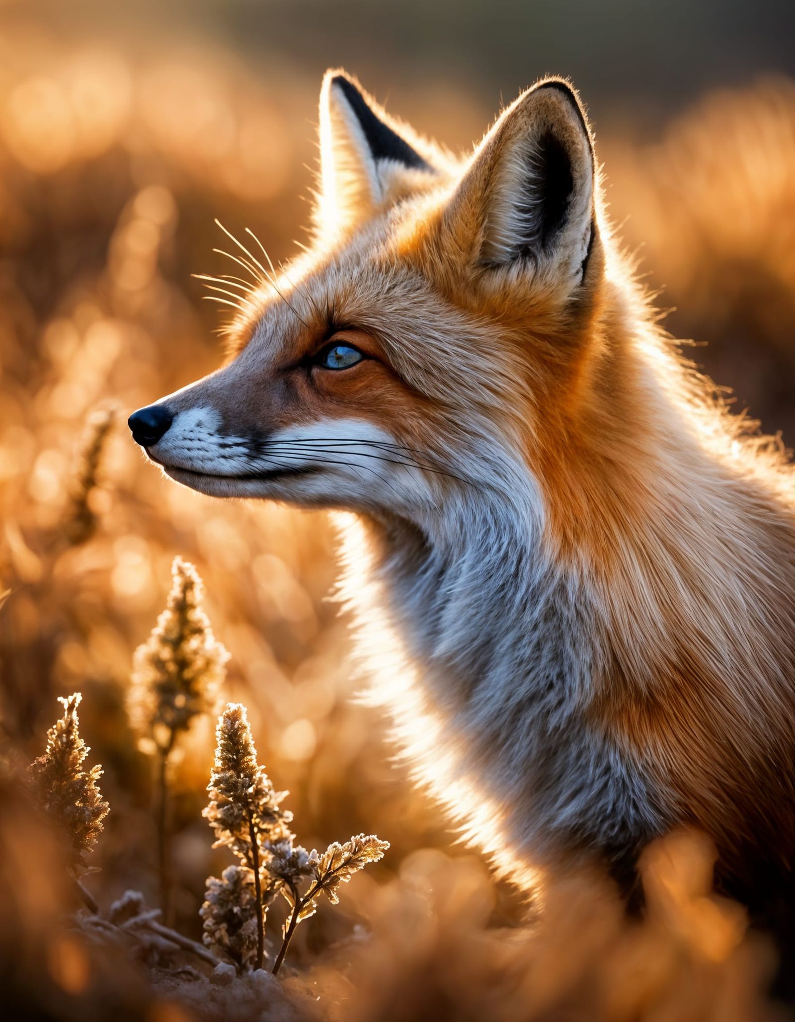 Surreal Fox Basks in Morning Sunlight