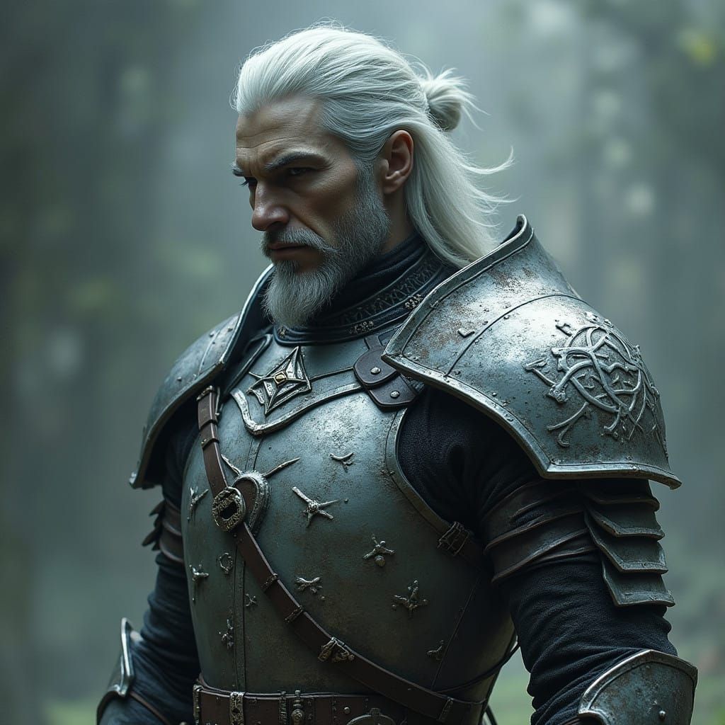 Mystical Silver Knight of the Witcher Universe