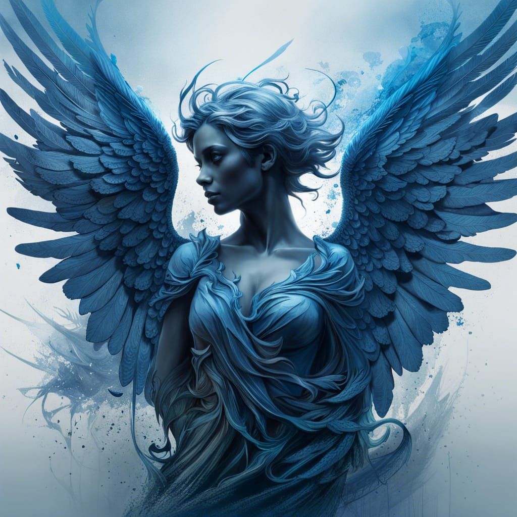 Ethereal Angel Silhouette with Intricate Details