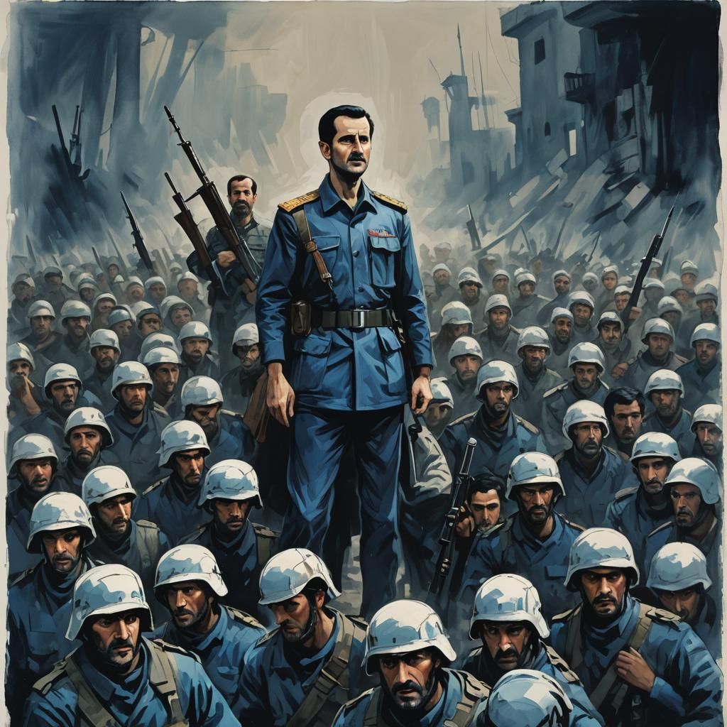 Imposing Leader Surrounded by Fearful Army