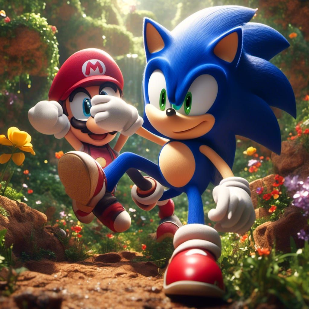 Sonic, Mario, and Minecraft Worlds Collide