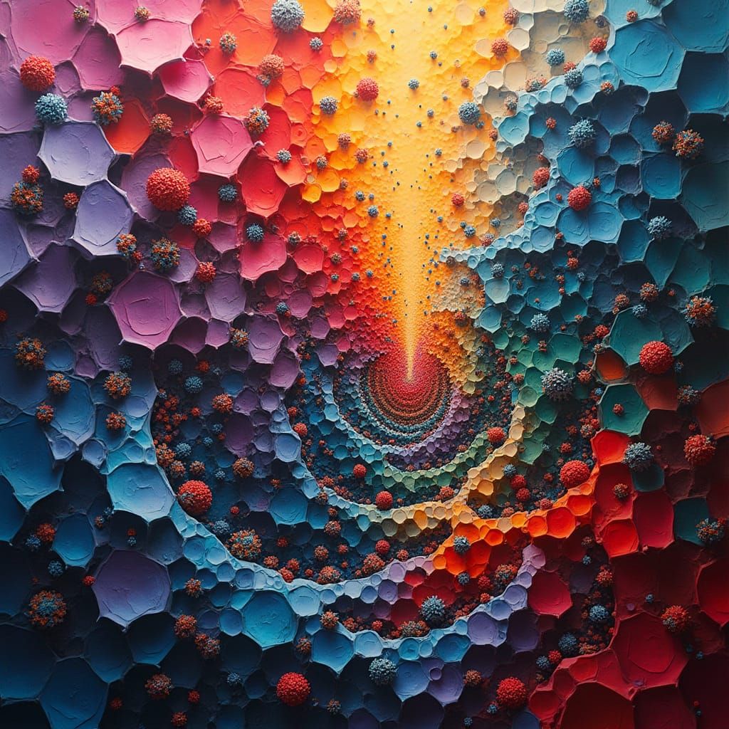 Abstract Geometry Painting in Rich Vibrant Colors