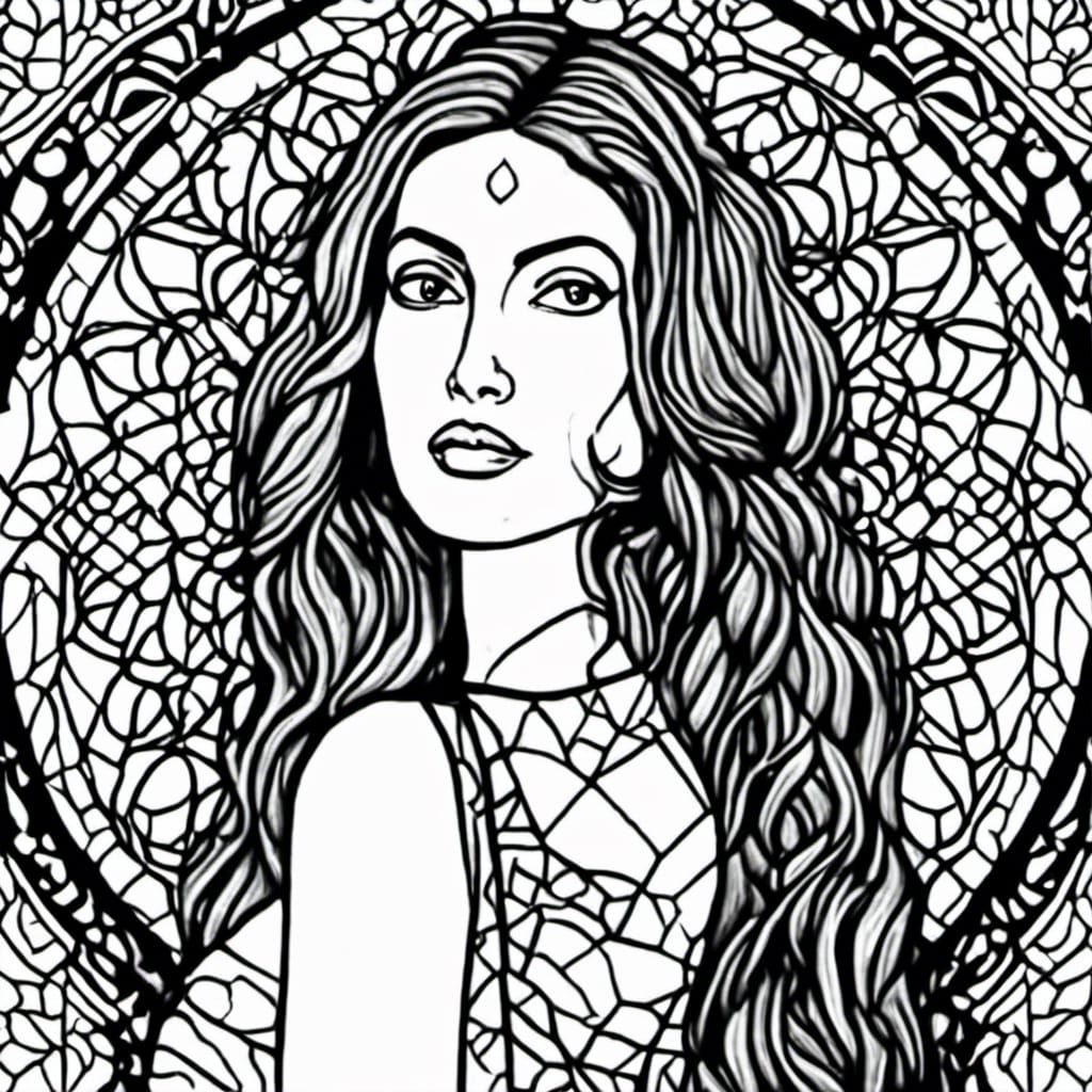 Morticia Addams Coloring Sheet Zentangle Render