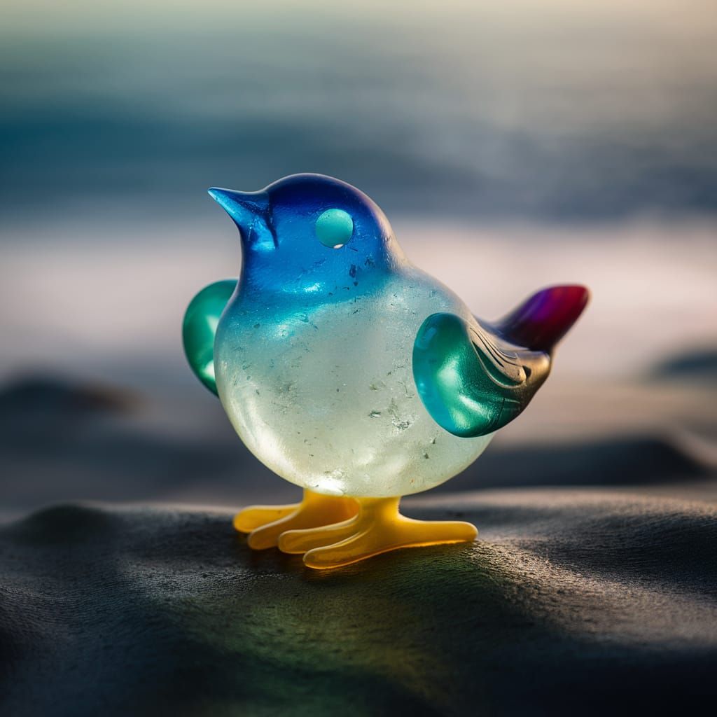Sea Glass Rainbow Birds in Ethereal Setting