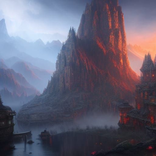 Detailed Fantasy Matte Painting in 8K