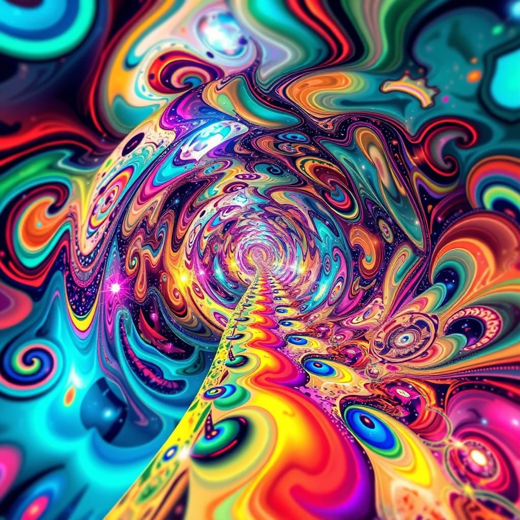 Ethereal Fractal Landscape in Cyberpunk Aesthetic