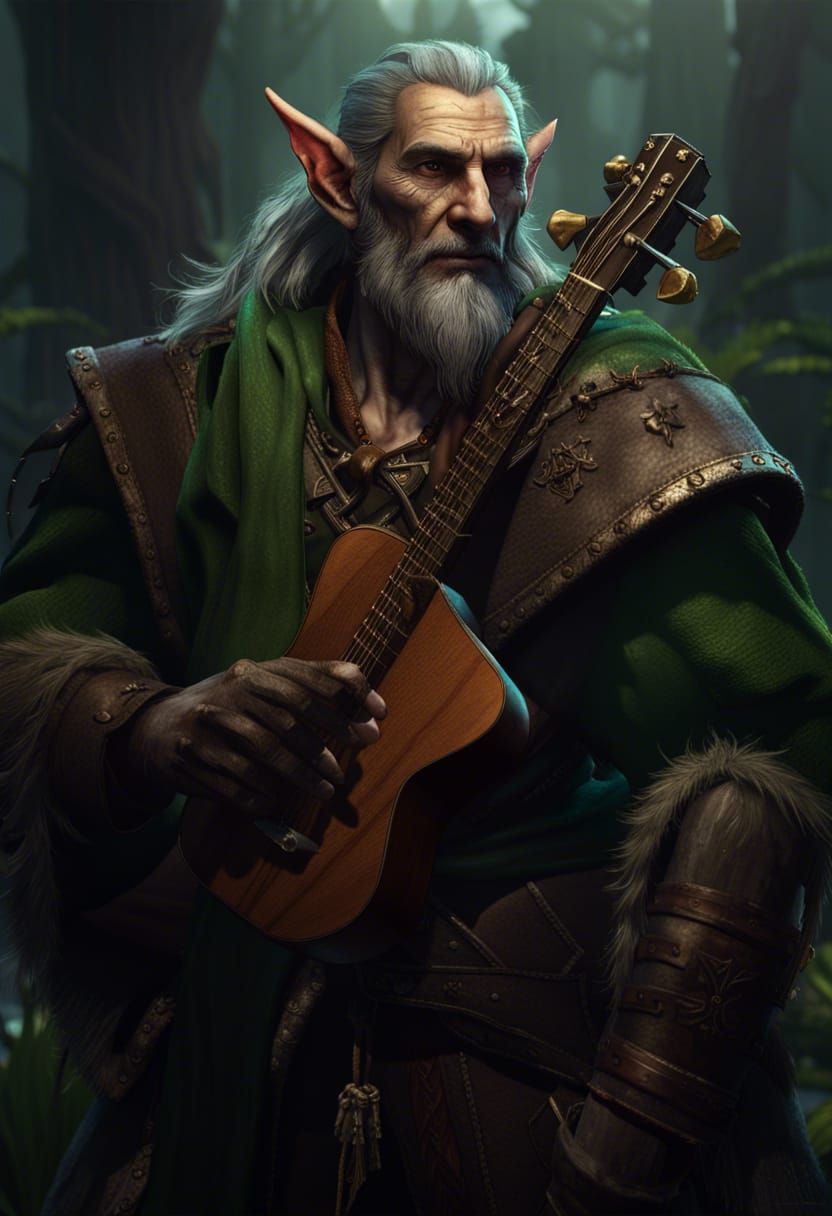 Noble Firbolg Bard in Dark Fantasy Style