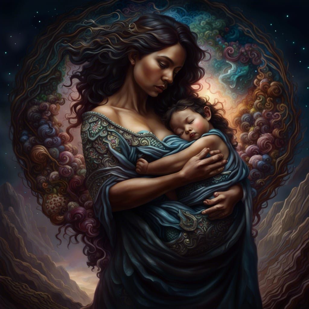 Mother and Child: A Matte Painting of Motherhood