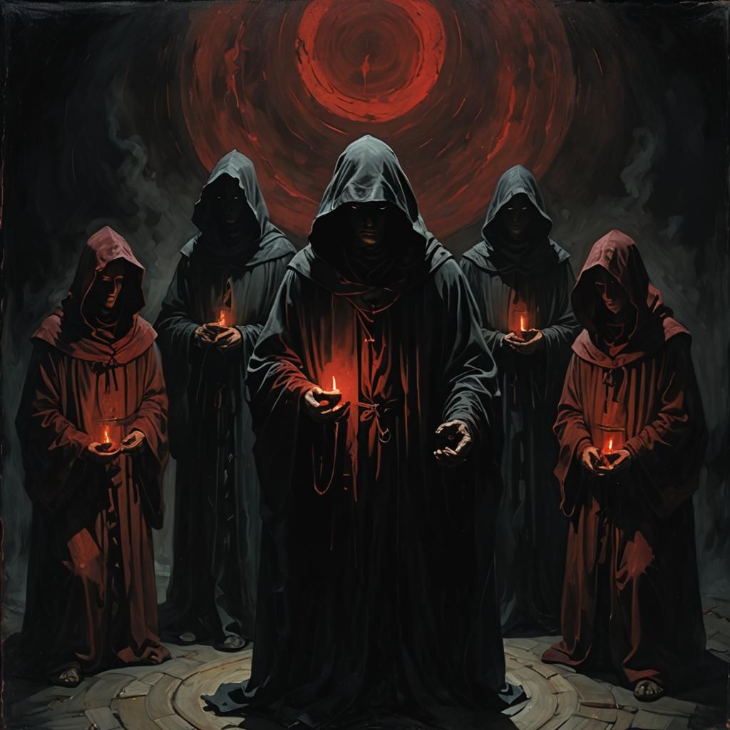 Ominous Robed Figures in Dark Fantasy Illustration