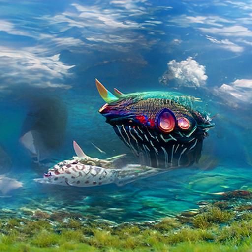 Exotic Fish in Open Ocean, Studio Ghibli Style