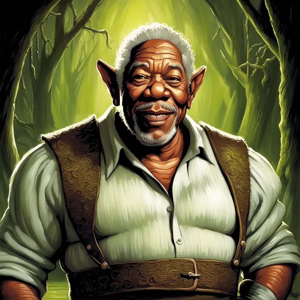 Morgan Freeman as Shrek in Comic Book Style