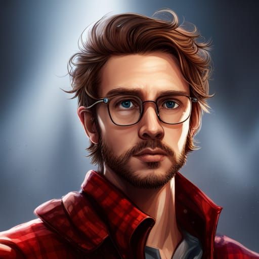 Detailed Portrait of a Man in Red Flannel