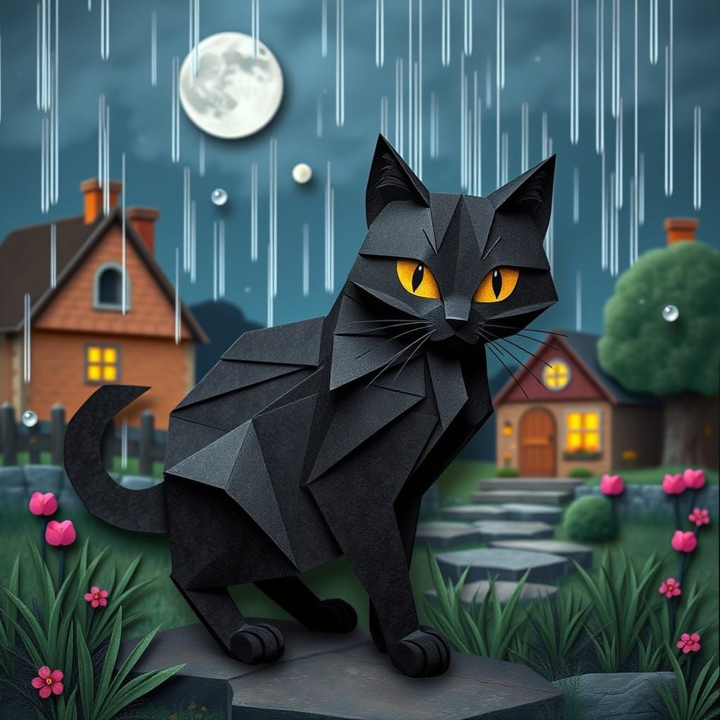 A Heroic Cat Saves an Ailing Villager in a Quiet Stormy Nigh...