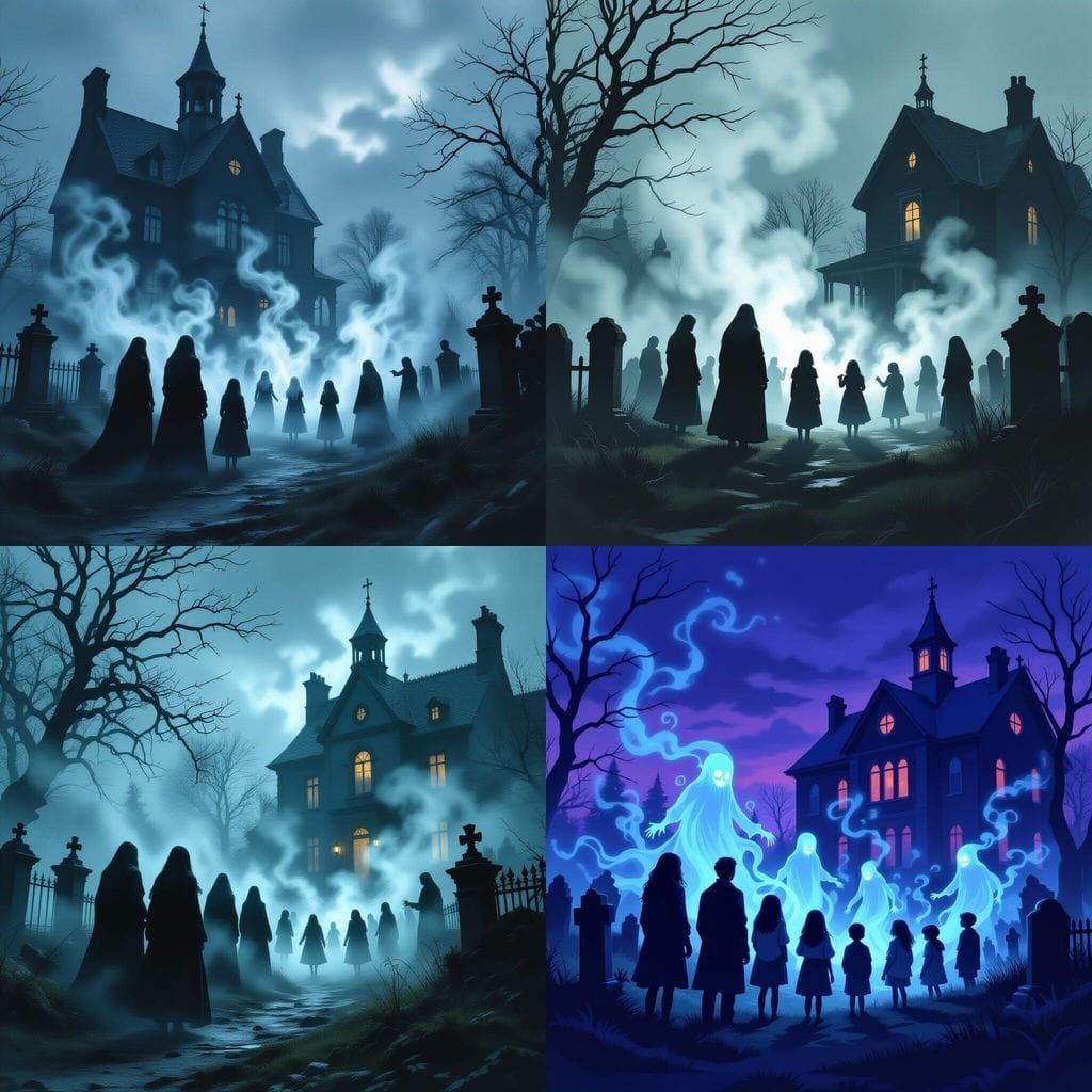 Spooky Scene: Ghosts Haunt Graveyard Near School