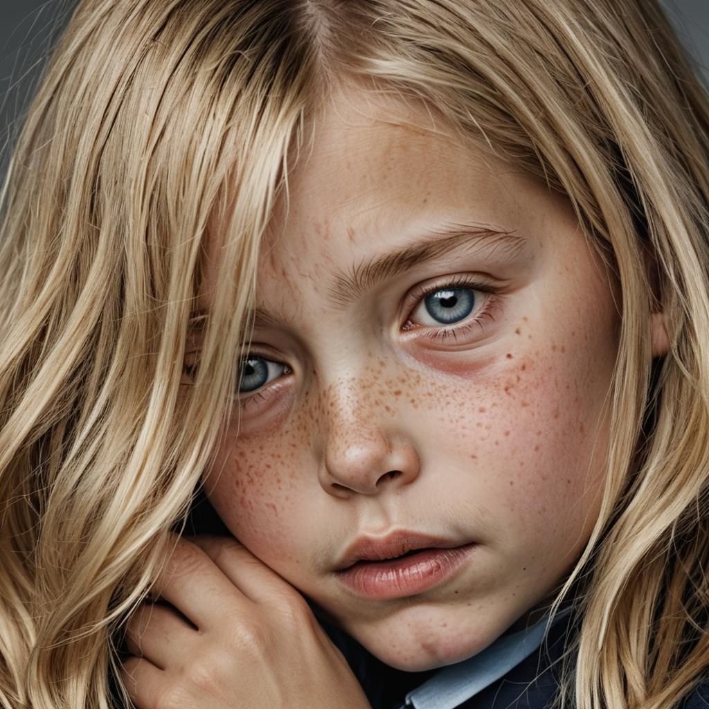 Touching Portrait of Child Comforted by Woman