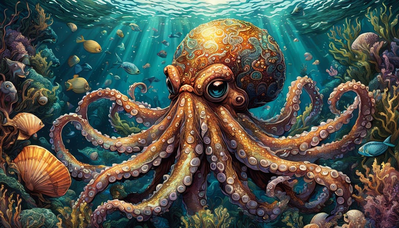 Octopus King's Underwater Fashion Show: Comic Book Art