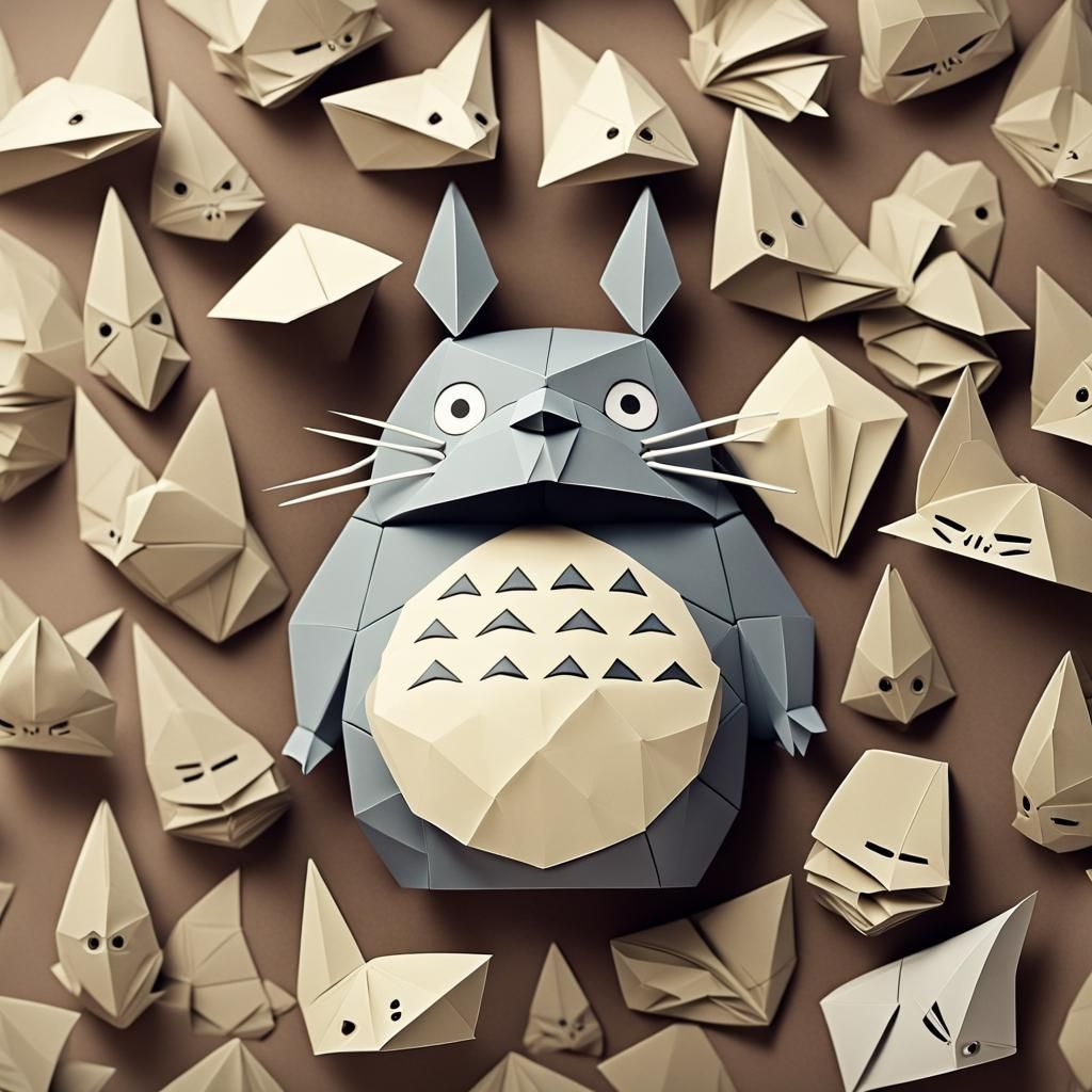 Origami Totoro Papercraft in 8K Resolution
