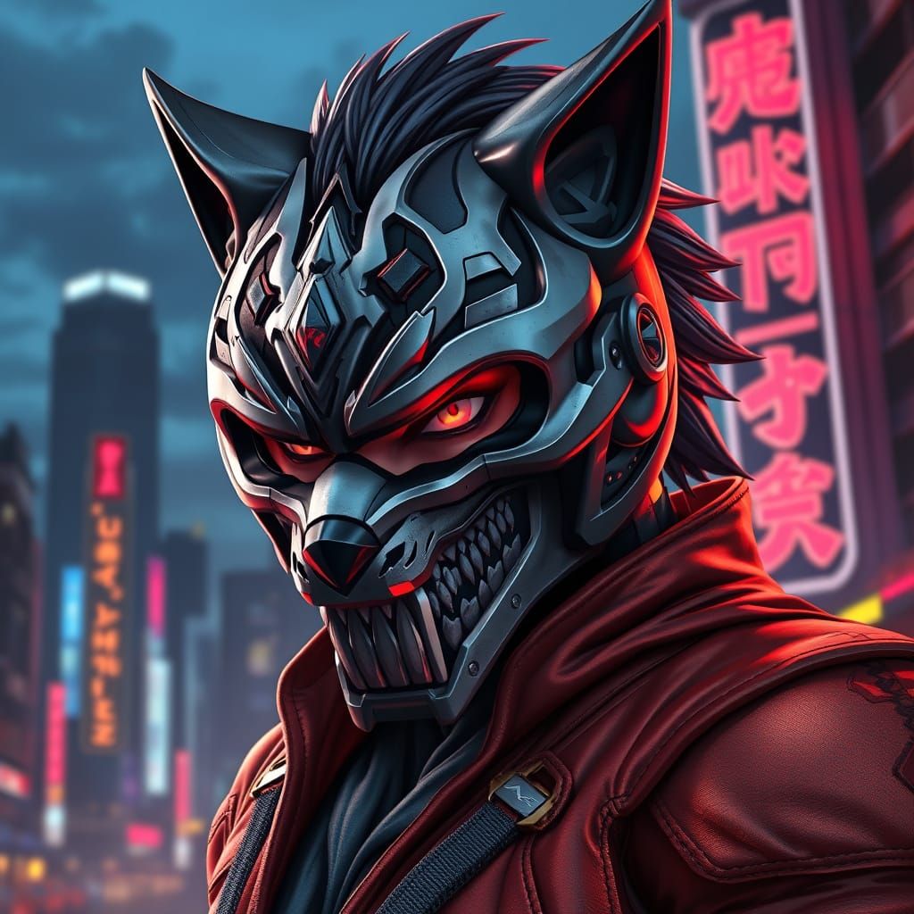 Tekken-Inspired Fighter in Neon-Lit Cityscape