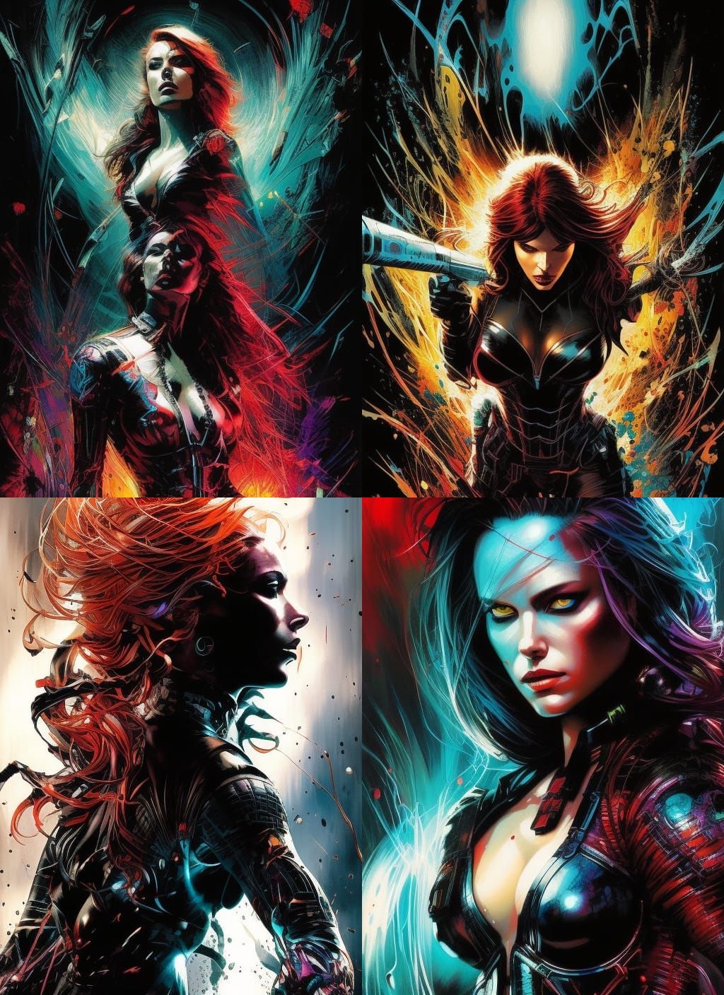 Dramatic Ink Splash Art of Black Widow