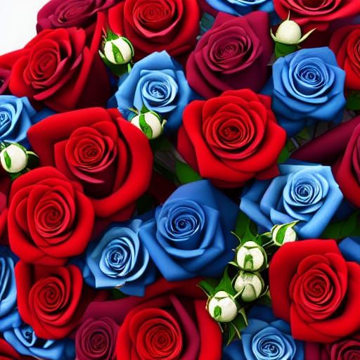 Red Rose Bouquet with Blue Rose Center