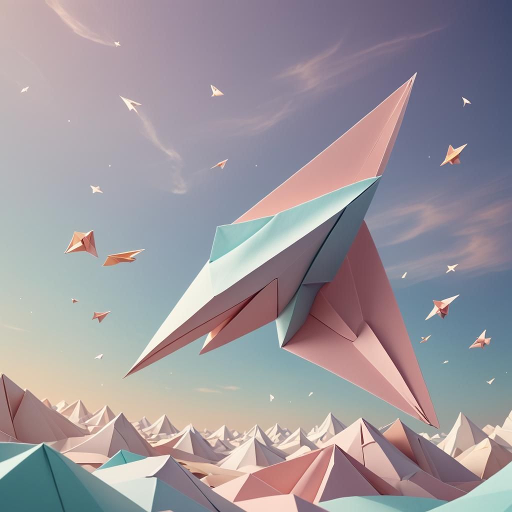 Paper Plane Soars Above Planet: Digital Matte Painting