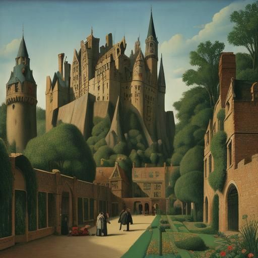 Gormenghast in Naive Art Style