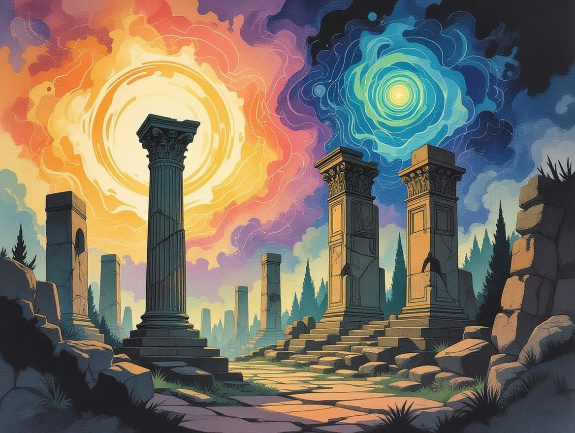 Ethereal Ruins in Cosmic Dreamcore