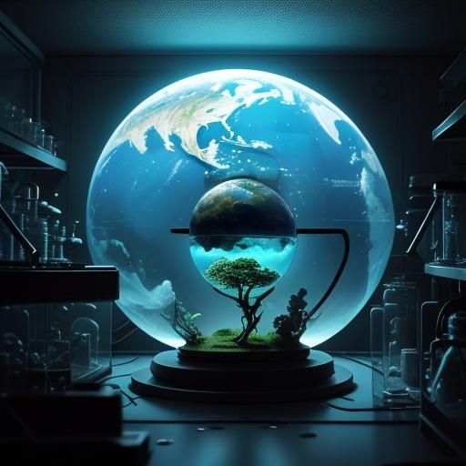 Earth as Terrarium in Alien Laboratory: Digital Painting