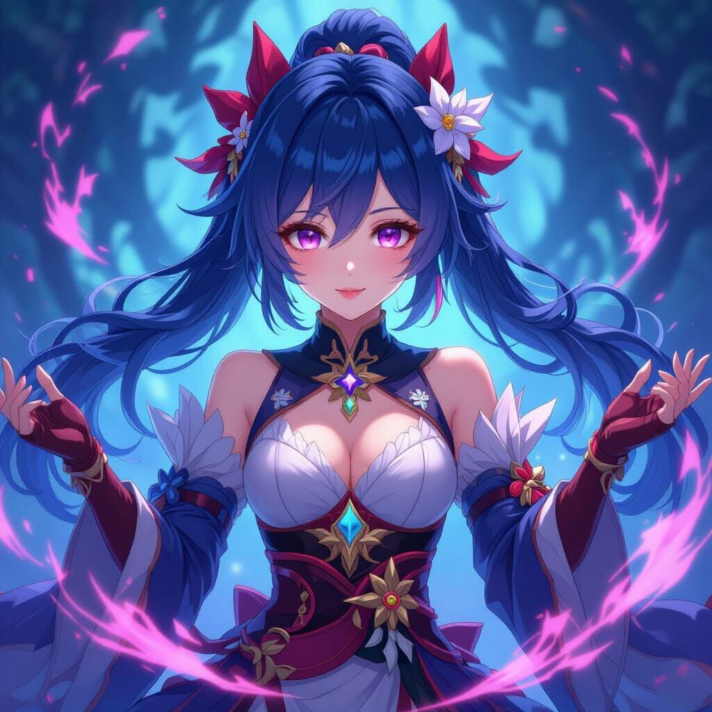 Beautiful Anime Heroine in Mystical Aura