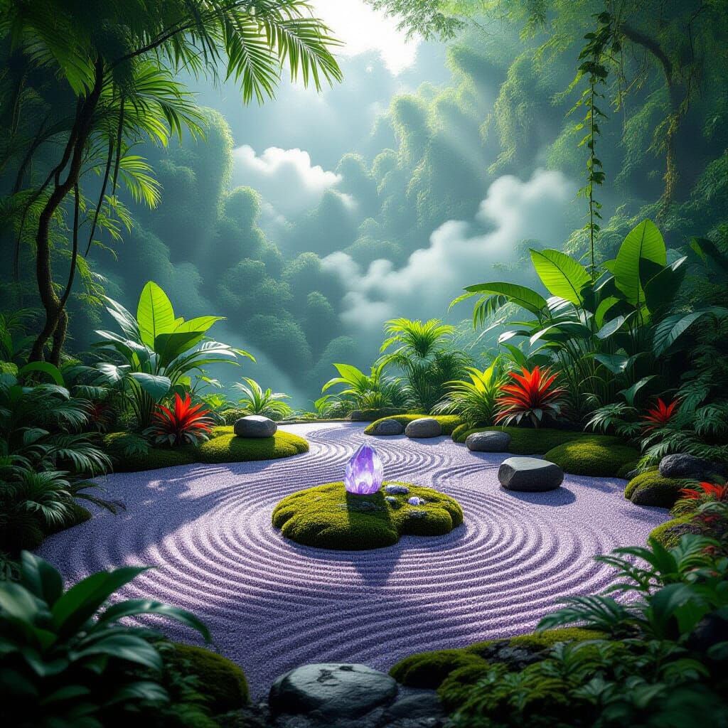 Zen Garden Floating Island in Alien Jungle