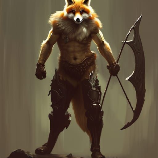 Fox in Skyrim Armor: Dark Fantasy Concept Art