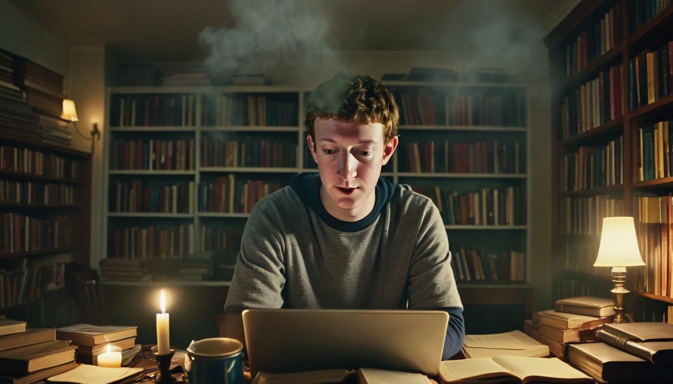 Young Man Typing in Dorm Room in Luminism Style