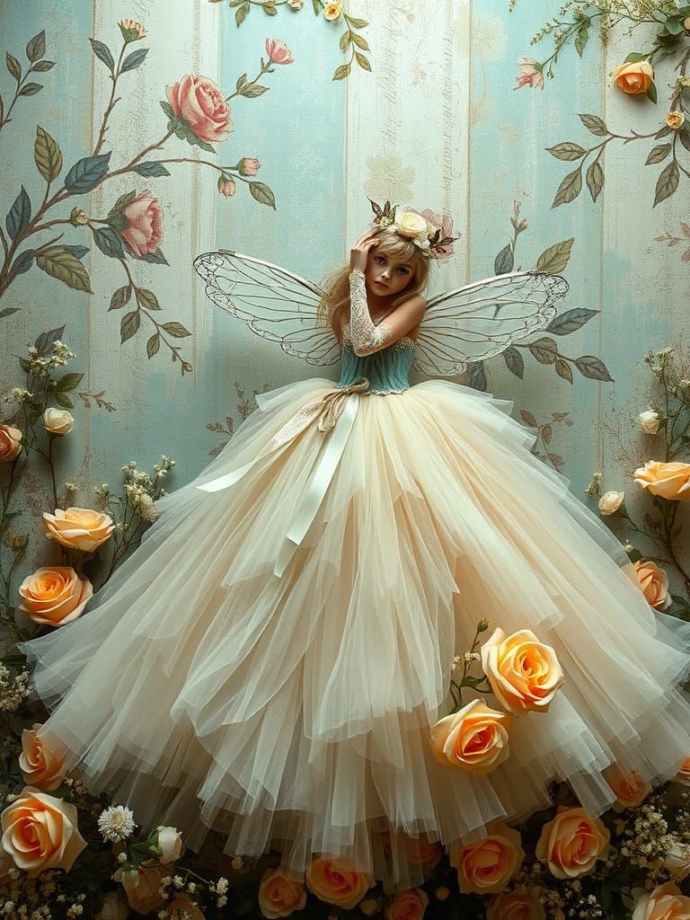 Romantic Grunge Fairy in Tattered Ball Gown