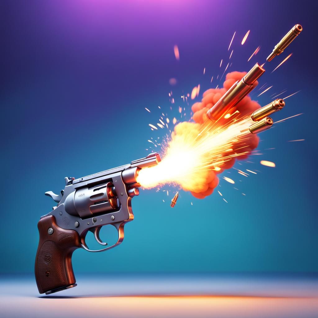 High-Velocity Bullet Leaving Gun, 3D Digital Art