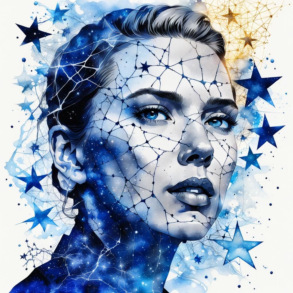 Double exposure. Silhouette Scarlett Johansson Silhouette