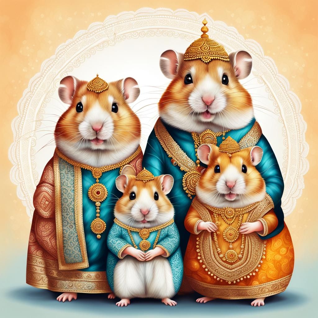 "digital hyperrealistic illustration of a varied kind of ham...