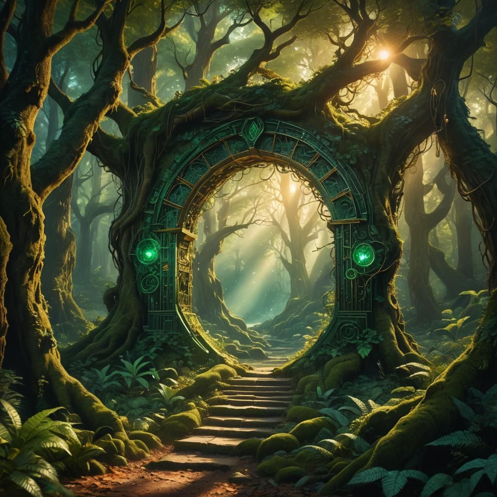 Mystical Portal in an Ancient Forest