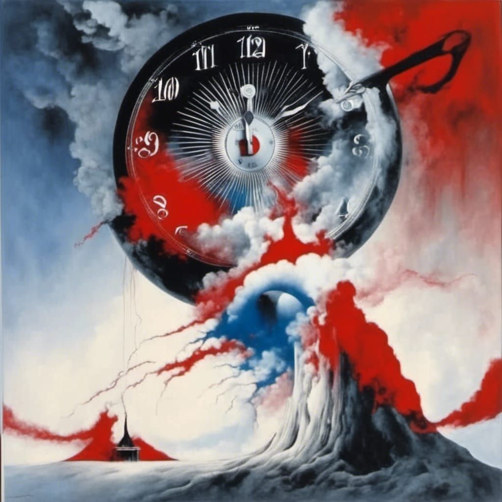 Surreal Deathclock Illusion in Tri-Color Scheme