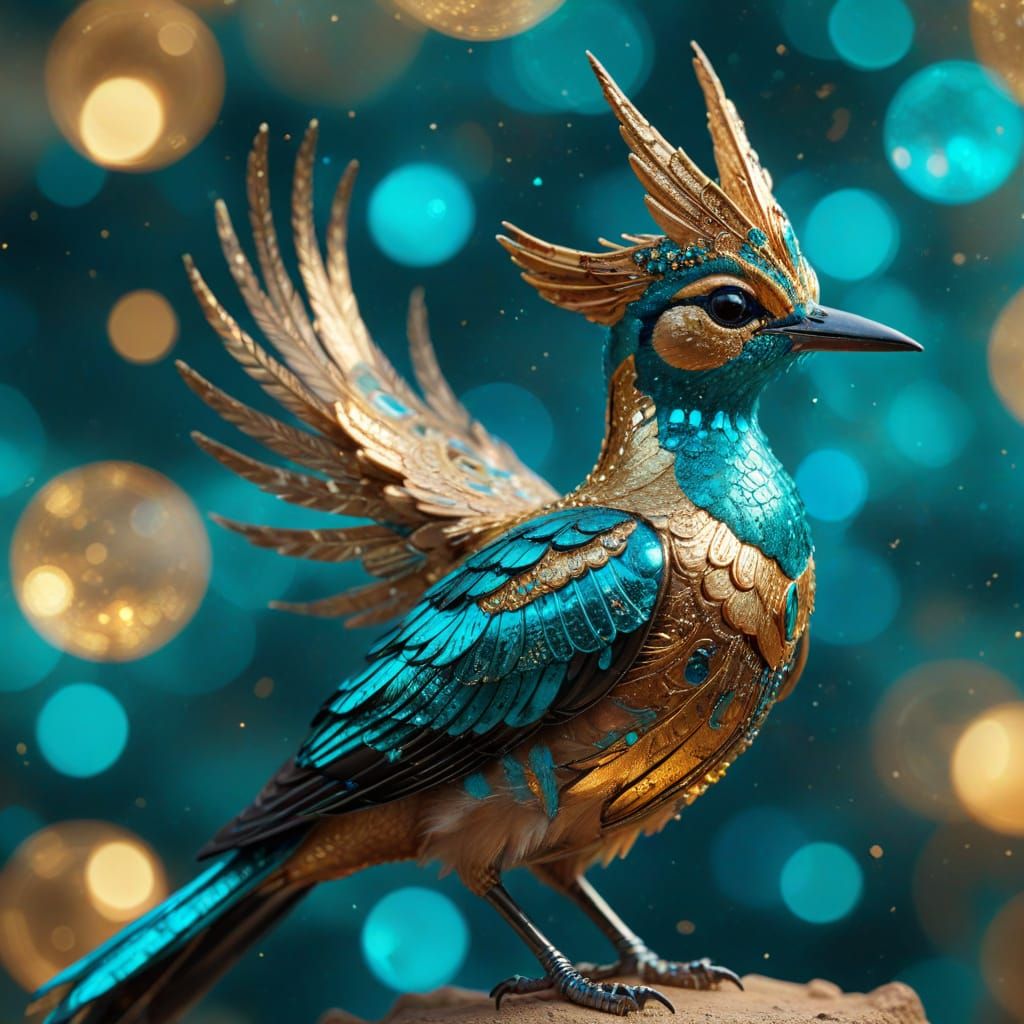 Ancient Egyptian steampunk. Close-up. eurasian Hoopoe made o...