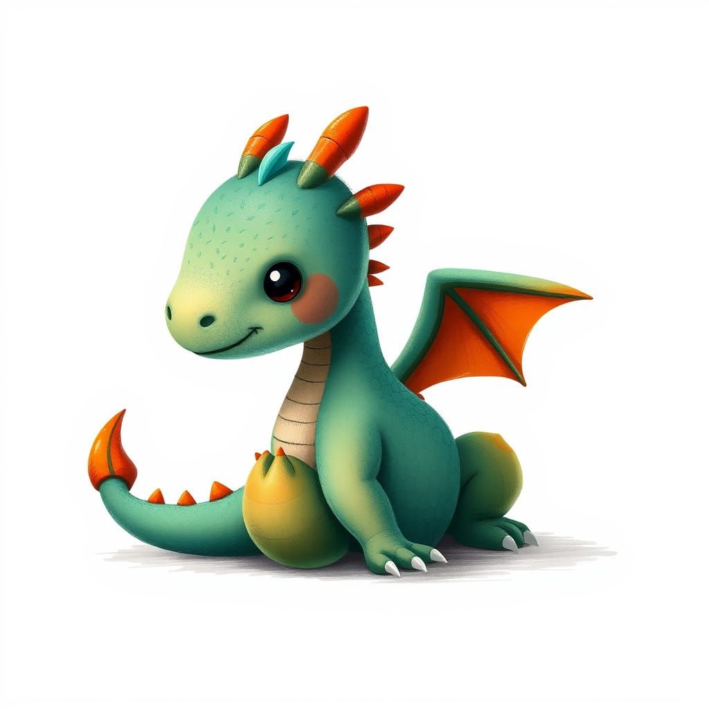 Surreal Dragon Illustration in Whimsical 2D Style