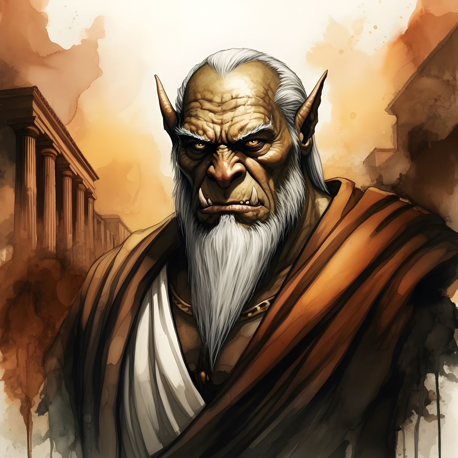 Noble Orc Senator in Ancient Roman Disguise
