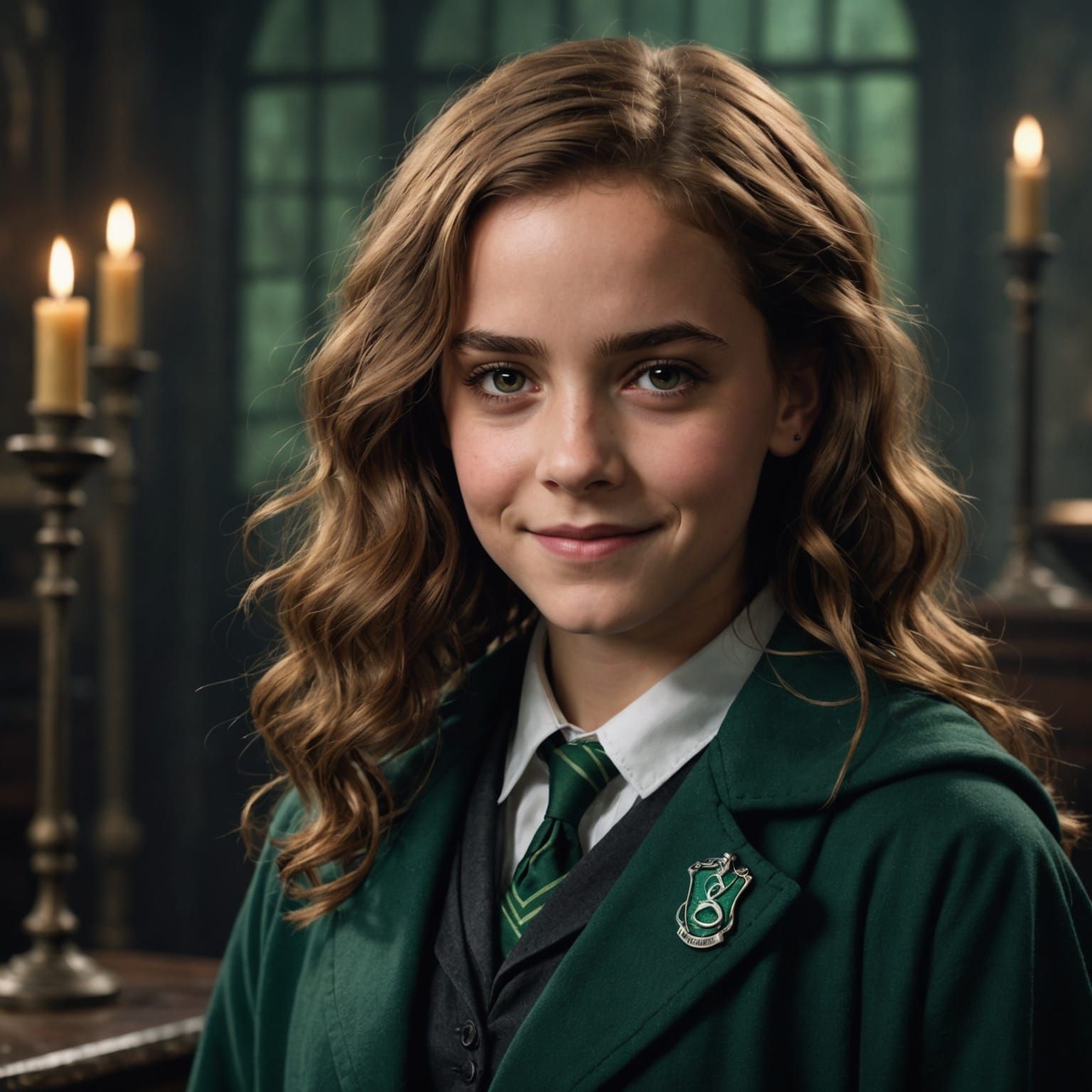Hermione Granger as Slytherin with Evil Grin