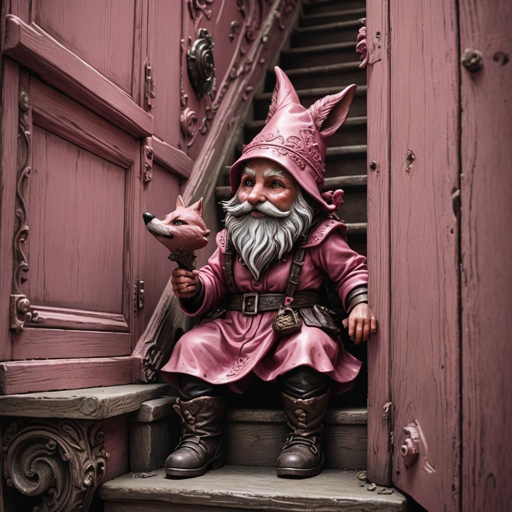 Pink Fox-Headed Gnome's Daily Struggles