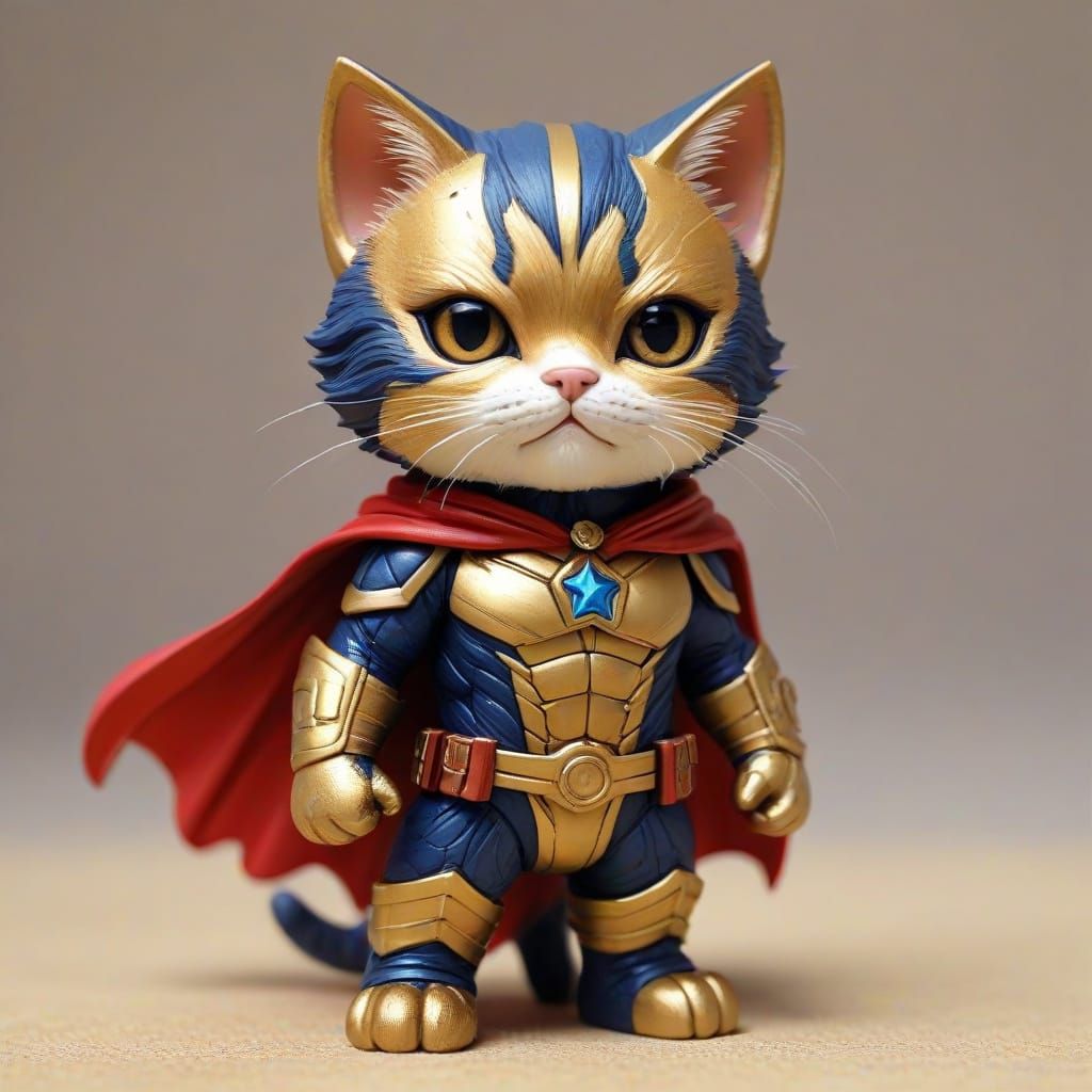 Cute Cat Super Hero in Vibrant Oil Painting Style