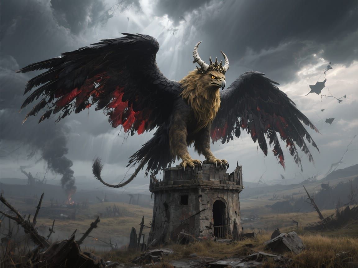 Archgriffin of Velen in Dark Fantasy Style