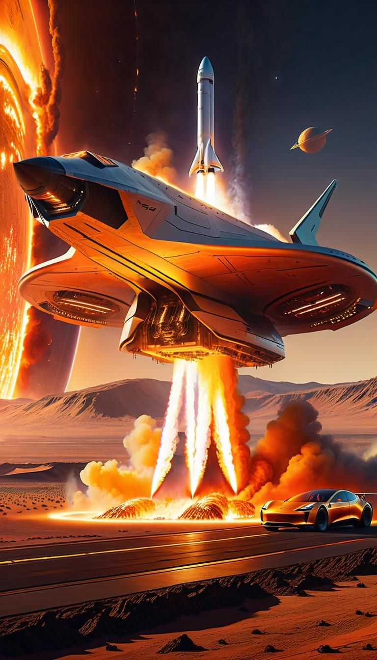 Starship Landing: Hyperdetailed Digital Concept Art