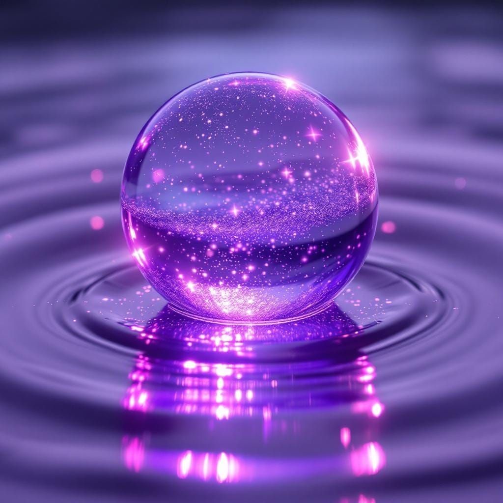 Glass Orb Filled with Purple Glitter
